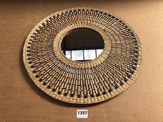 LA REDOUTE MACIO 50CM WOVEN GRASS MIRROR IN NATURAL & BLACK: LOCATION - C6