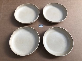 1403 AM.PM SET OF 4 GANDRA STONEWARE PASTA DISHES IN BEIGE: LOCATION - C6