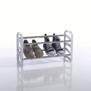 SO'HOME EXPANDABLE AND STACKABLE 2-SHELF METAL AND PLASTIC SHOE RACK. RRP - £28: LOCATION - C6