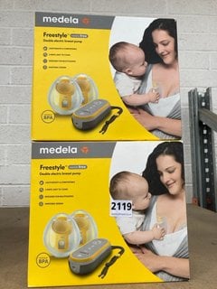 2 X MEDELA FREESTYLE HANDS FREE DOUBLE ELECTRIC BREAST PUMP: LOCATION - BR13