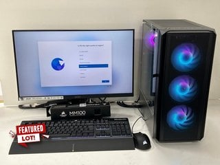 PCSPECIALIST FUSION R60 BF BUNDLE 1TB NVME SSD PC (WITH ACCESSORIES AS PHOTOGRAPHED, TO INCLUDE MONITOR, KEYBOARD, MOUSE & MOUSE PAD) AMD RYZEN 5 5500 @ 3.60GHZ, 16GB RAM, NVIDIA GEFORCE RTX 4060 [JP