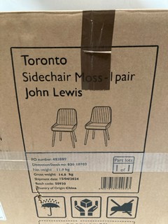 JOHN LEWIS TORONTO SIDE CHAIR, MOSS 1 X PAIR