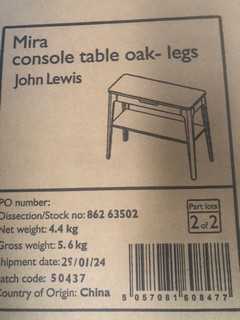 JOHN LEWIS MIRA CONSOLE TABLE OAK - LEGS PART 2 OF 2 ONLY (003330769)