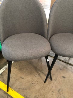 2X TUB CHAIRS FABRIC PADDED SEAT WITH BLACK LEGS - GREY