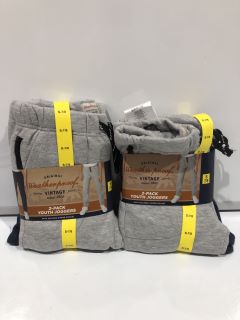 QTY OF ASSORTED CLOTHING ITEMS TO INCLUDE ORIGINAL WEATHERPROOF VINTAGE SMALL 7/8 GREY AND NAVY 2-PACK YOUTH JOGGERS