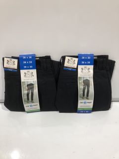 QTY OF ASSORTED CLOTHING ITEMS TO INCLUDE ENGLISH LAUNDRY 36X30 BLACK STRAIGHT FIT TROUSERS