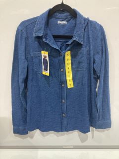 QTY OF ASSORTED CLOTHING ITEMS TO INCLUDE 32 DEGREES COOL SMALL DENIM BLUE SHIRT