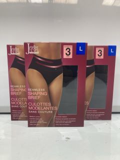 QTY OF ASSORTED CLOTHING ITEMS TO INCLUDE JEZEBEL LINGERIE LARGE NEUTRAL NUDE 3-PACK SEAMLESS SHAPING BRIEF