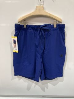 QTY OF ASSORTED CLOTHING ITEMS TO INCLUDE CHAMPION SMALL BLUE SHORTS