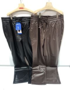 QTY OF ASSORTED CLOTHING ITEMS TO INCLUDE HILARY RADLEY LARGE BLACK LEATHER BOTTOMS