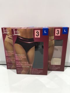 QTY OF ASSORTED CLOTHING ITEMS TO INCLUDE JEZEBEL LINGERIE LARGE BLACK 3-PACK SEAMLESS SHAPING BRIEF