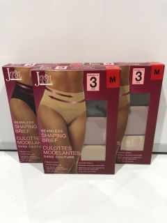 QTY OF ASSORTED CLOTHING ITEMS TO INCLUDE JEZEBEL LINGERIE MEDIUM BLACK 3-PACK SEAMLESS SHAPING BRIEF