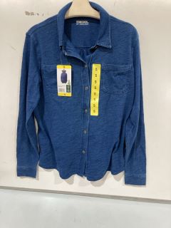 QTY OF ASSORTED CLOTHING ITEMS TO INCLUDE 32 DEGREES COOL SMALL DENIM BLUE SHIRT