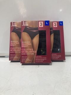 QTY OF ASSORTED CLOTHING ITEMS TO INCLUDE JEZEBEL LINGERIE LARGE NEUTRAL NUDE 3-PACK SEAMLESS SHAPING BRIEF