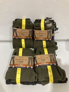 QTY OF ASSORTED CLOTHING ITEMS TO INCLUDE ORIGINAL WEATHERPROOF VINTAGE SMALL 7/8 OLIVE AND CHARCOAL 2-PACK YOUTH JOGGERS