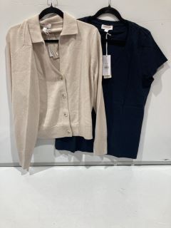 A QTY OF ASSORTED WHITE COMPANY CLOTHING TO INCLUDE COLLARED CARDIGAN WITH CASHMERE SIZE 18 ALABASTER TOTAL RRP £276