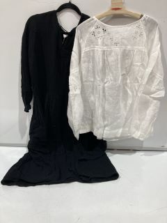 A QTY OF ASSORTED WHITE COMPANY CLOTHING TO INCLUDE LINEN GAUZE CUTWORK BLOUSE SIZE 18 WHITE TOTAL RRP £272