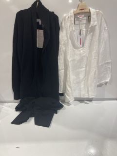 A QTY OF ASSORTED WHITE COMPANY CLOTHING TO INCLUDE LONG SHAWL COLLAR CASHMERE ROBE EXTRA LARGE BLACK TOTAL RRP £590