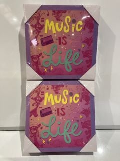 BOX OF ASSORTED GOODS TO INCLUDE MUSIC IS LIFE CANVAS