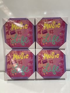 BOX OF ASSORTED GOODS TO INCLUDE MUSIC IS LIFE CANVAS