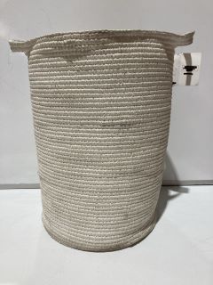 THE WHITE COMPANY WHITE ROPE LAUNDRY BASKET COTTON & RATTAN RRP £120