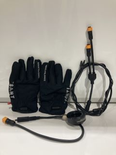 QTY OF ITEMS TO INCLUDE SANTI HEATING CONNECTOR APEKS HEATED GLOVES SIZE XXL BLACK RRP £330