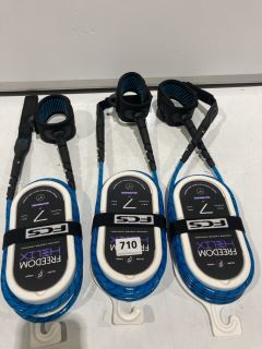 QTY OF FCS FREEDOM HELIX 7' ALL ROUND LEASH BLUE/BLACK