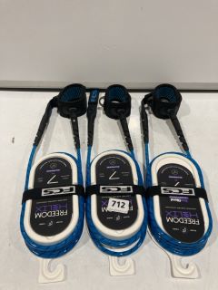 QTY OF FCS FREEDOM HELIX 7' ALL ROUND LEASH BLUE/BLACK