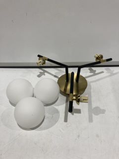 AN ASSORTED OF ITEMS TO INCLUDE FLUSH LUMINAIRE IN MATT BLACK ANTIQUE BRASS