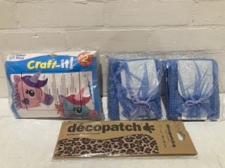 QTY OF ITEMS INCLUDING UNICORN CUSHION SEWING KIT 3+