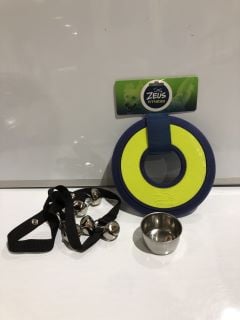 QTY OF ITEMS INCLUDING ZEUS FITNESS FOR DOGS FRISBEE