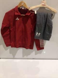 QTY OF CLOTHING INCLUDING ADIDAS RED JACKET 9-10 YR