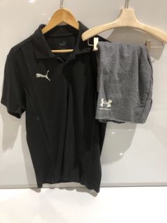 QTY OF CLOTHING INCLUDING MEN'S UA RIVAL TERRY SHORT