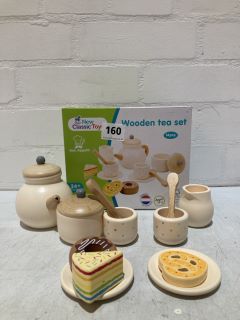 QTY OF TOYS INCLUDING WOODEN TEA SET 2+