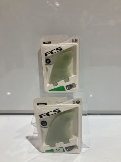 2 PACKS OF 3 FCS M3 NATURAL GLASS FLEX TRI FIN SET WITH SCREW SIZE SMALL TOTAL RPR £104