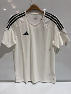 2 INDIVIDUAL MENS ADIDAS SHIRTS SIZE L COLOUR WHITE /BLACK TOTAL RPR £118