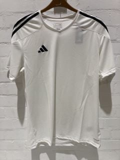 2 INDIVIDUAL MENS ADIDAS SHIRTS SIZE L COLOUR WHITE /BLACK TOTAL RPR £118