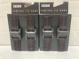 2 PACKS OF FCS CAM LOCK ROOF RACK TIE DOWN 4M STRAP FOR VEHICLES COLOUR BLACK/RED TOTAL RPR £102