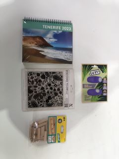 QTY OF ASSORTED ITEMS TO INCLUDE MOTH REPELLENT OIL, TENERIFE 2023 CALENDAR