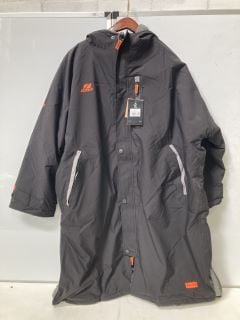 ZONE3 MENS RECYCLED HEAT-TECH POLAR FLEECE PARKA CHANGING ROBE BLACK/ORANGE SIZE SMALL RRP £149