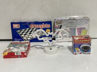 QTY OF ASSORTED ITEMS TO INCLUDE GLITTER SLIME BAFF, MONOPOLY GRAB & GO