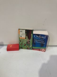 QTY OF ASSORTED ITEMS TO INCLUDE 2023 YEARLY PLANNER, OXFORD DICTIONARY & THESAURUS