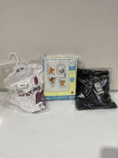 QTY OF ASSORTED ITEMS TO INCLUDE INFANT QATAR 2 PIECE, KIDS HANGERS VARIOUS COLOURS.