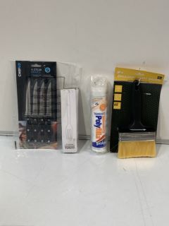 QTY OF ASSORTED ITEMS TO INCLUDE COARSE GRATER, STEAK KNIVES (18+ ID REQUIRED)