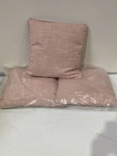 3 X PINK LINEN CUSHIONS