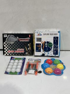 QTY OF ASSORTED ITEMS TO INCLUDE TABLE TENNIS BALLS, CNC REARVIEW MIRROR MODEL SF088