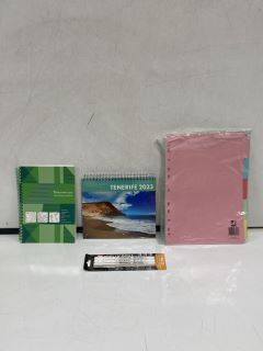 QTY OF ASSORTED ITEMS TO INCLUDE COLLINS 2023 WEEKLY NOTEBOOK, GELLY ROLL PENS