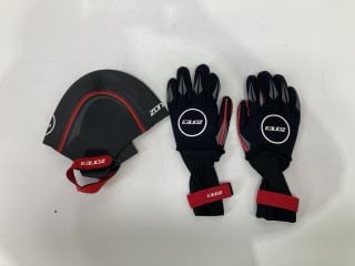 ZONE3 NEOPRENE GLOVES LARGE, TO ALSO INCLUDE ZONE3 NEOPRENE SWIM CAP SMALL