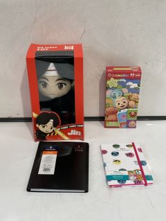 QTY OF ASSORTED ITEMS TO INCLUDE TINYTAN JIN PLUSH TOY, COLLINS 2023 JOURNAL