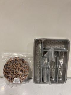 QTY OF ASSORTED ITEMS TO INCLUDE SPORKS, CUTLERY DRAW HOLDERS